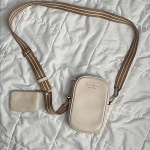 Kate Spade Cream Crossbody Bag with Tan Strap